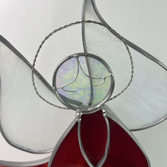 Vintage Stained Glass Angel Pair Artist Signed Cathy Holiday Christmas Religious - Picture 4 of 10